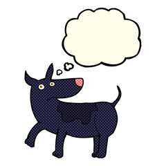 funny cartoon dog with thought bubble