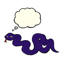 cartoon snake with thought bubble