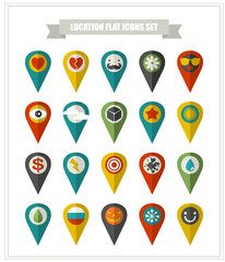 Set of flat icons location. 