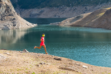 Running in the great outdoors mountain among the alpine lakes