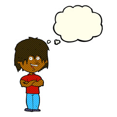 Obraz premium cartoon happy man with thought bubble