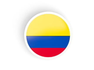 Round sticker with flag of colombia