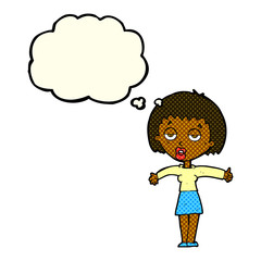 cartoon bored woman with thought bubble