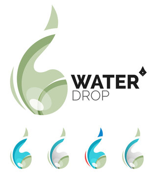 Set of abstract eco water icons, business logotype nature green