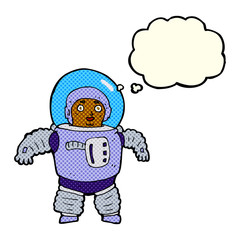 Obraz na płótnie Canvas cartoon space man with thought bubble