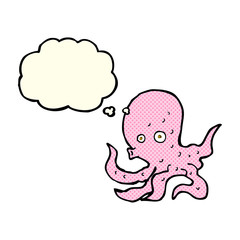 cartoon octopus with thought bubble