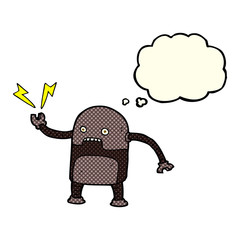 funny cartoon robot with thought bubble