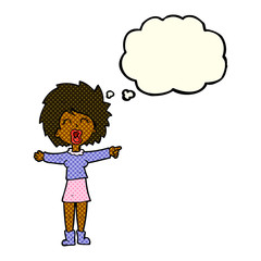 cartoon stressed out woman talking with thought bubble