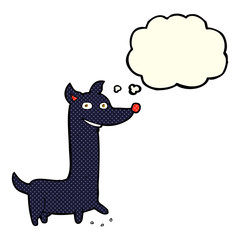 funny cartoon dog with thought bubble