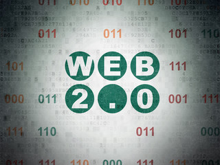 Web design concept: Web 2.0 on Digital Paper background