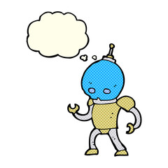 cartoon alien robot with thought bubble