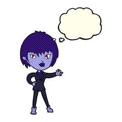 cartoon vampire girl with thought bubble