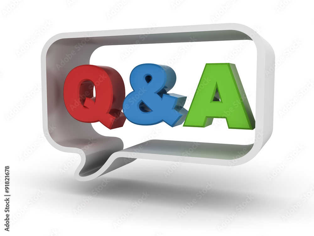 Poster Questions and answers concept Q and A word in speech bubble isolated over white background