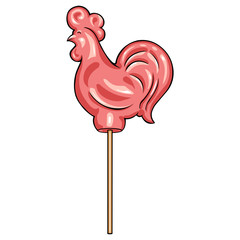 Vector Cartoon Pink Candy Cock Lolipop