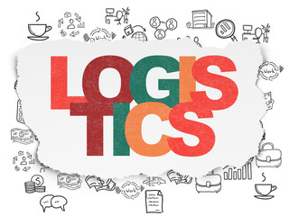 Business concept: Logistics on Torn Paper background