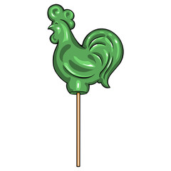 Vector Cartoon Green Candy Cock Lolipop