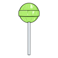 Vector Single Cartoon Green Round Lolipop