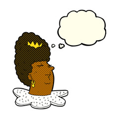 cartoon queen's head with thought bubble