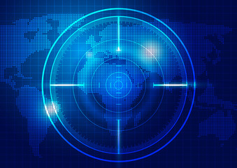 Obraz premium World Map with Technology Blue Background