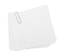 White paper sheets for letter with clip isolated on a white background