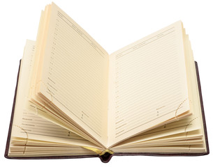 Leather diary with isolated on white background