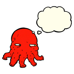 cartoon alien face with thought bubble