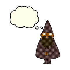 cartoon wizard with thought bubble