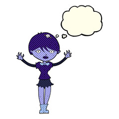 cartoon vampire girl with thought bubble