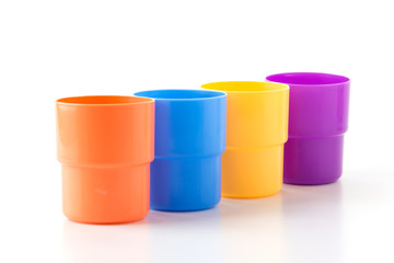 plastic glass on white background