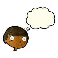 cartoon boy staring with thought bubble