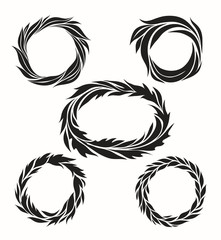 Set round a framework of stylized leaf