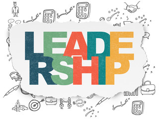 Business concept: Leadership on Torn Paper background