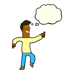 Fototapeta premium cartoon grinning man with thought bubble