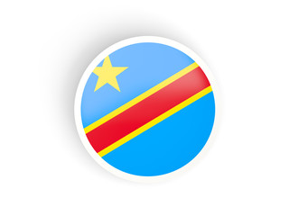 Fototapeta premium Round sticker with flag of democratic republic of the congo