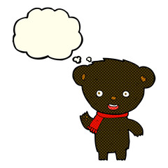 cartoon cute black bear with thought bubble
