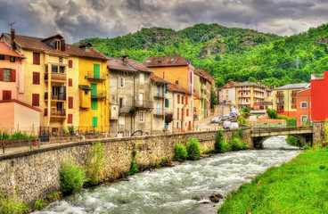 Fototapeta na wymiar The Oriege river in Ax-les-Thermes - France, Midi-Pyrenees