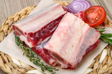 Raw beef ribs
