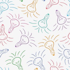 color bulbs, sketch, seamless pattern