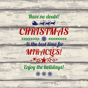 Retro Christmas Greeting Card With Colorful Typography Text.