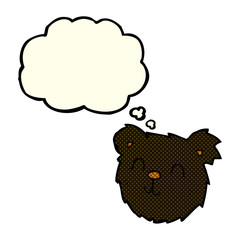 cartoon happy black bear face with thought bubble