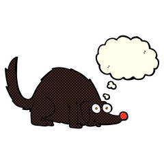 cartoon happy dog with thought bubble