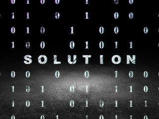 Obraz premium Business concept: Solution in grunge dark room