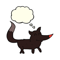 cartoon little wolf with thought bubble