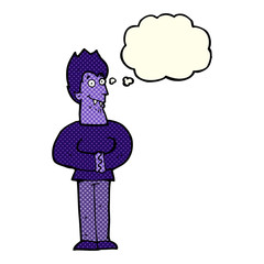 cartoon vampire with thought bubble