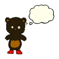 cartoon black bear cub with thought bubble