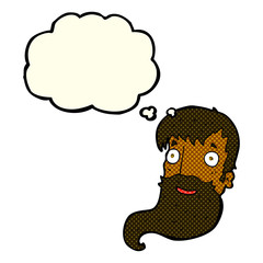 cartoon bearded man with thought bubble