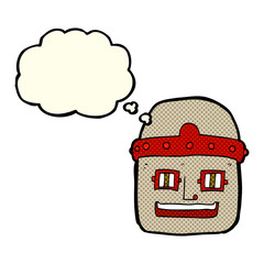 cartoon robot head with thought bubble