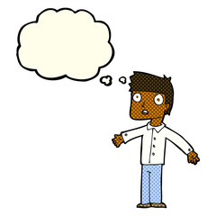 cartoon shocked man with thought bubble