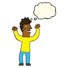 Fototapeta premium cartoon excited man with thought bubble