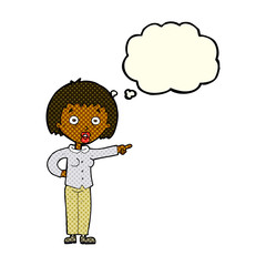 cartoon shocked woman with thought bubble